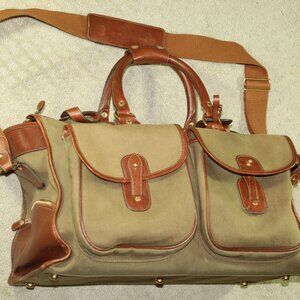 Vintage Ghurka No 2 Olive Green Twill and Leather Express Bag